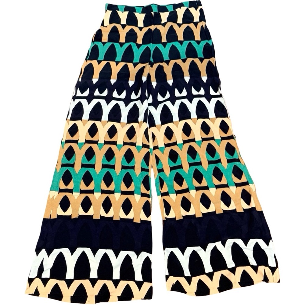Zara Woman Multicolor Geometric Wide-Leg Pants - Picture 2 of 7